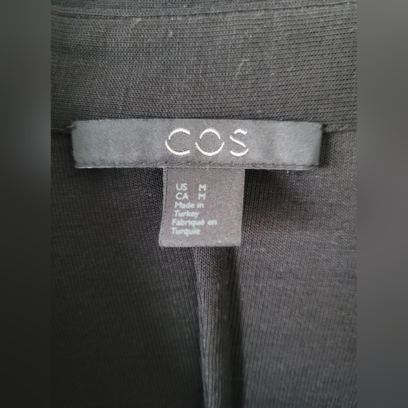 COS Women's Stretch Lyocell Shirt Dress Black Button Front Medium - Picture 2 of 16